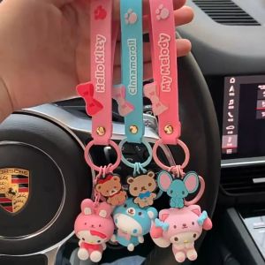 Sanrio Cartoon Acrylic Drifting Sand Bottle Keychain with Oil Liquid Drifting Bottle Key Bag Pendant
