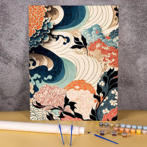 Japanese Style Seascape Picture Number Drawing Sea Wave Oil Painting Package Adults Acrylic Paint By Numbers On Canvas Wall Art