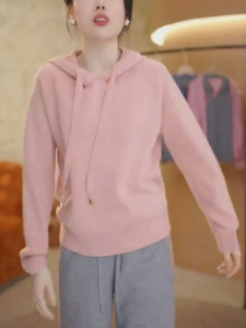 QINGNAER | Laid-back Hooded Knit Sweater