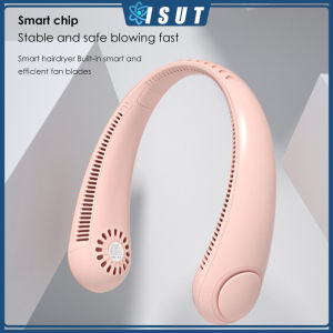 Portable Leafless Hanging Neck Fan 360 Degree Lazy Neckband Fan Mini Leafless Hanging Home Outdoor Rechargeable Silent Sports Fan Wearable Summer Outdoor Travel Cooler USB Fan