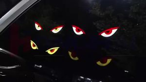 Solar Power Devil Eye Car Lights Demons Eye Dynamic Expression LED Light with Suction Cup Rechargeable Decorative Lamps Strips