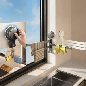 FAJIENUO | Suction Rotary Multi-functional Storage Rack for Kitchen Towels and Bathroom Rolls