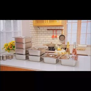 Set stainless steel hotel pan with cover buffet food storage with lid gastronorm pan with cover buffet food warmer restaurant serving plate with cover food storage container stainless bowl stainless dish stainless tray