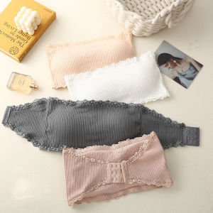 Teens Bra For Girl Kids Bralette Tops Chest-Wrapped Pure Cotton Strapless Tube Wrapped Around The Chest Lace Edge Underwear Girls Teens For Girl Kids Top Womens Strapless Bra (STRAPLESS)