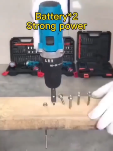 MaKiTA Original Electric Impact Drill Japan168V Cordless Hand Drill Power Tools Drill Double-Speed Cordless Drill 2 Li-Ion Battery Multifunctional Electric Drill Screwdriver with LED Light Accessory Set