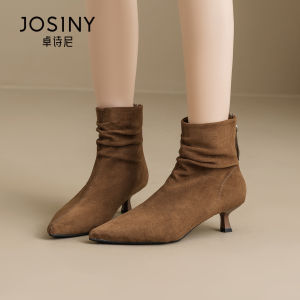 Josiny | Warm Faux Fur Lined High Heel Pointed Toe Boots for Women