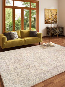 Thick Shaggy American Retro Style Living Room Carpet White Bedroom Room Rectangular Footstool Mat for Sofa And Coffee Table