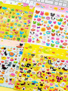 3D Bubble Stickers for Children Animal Kitten Puppy Shapes Cartoon Design Reward Decals for Boys Girls Kindergarten Baby