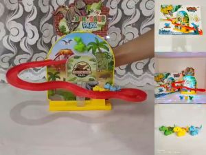 Honeybabytoys ของเล่นไดโนเสาร์สไลเดอร์วิ่งราง มีไฟ3Dมีเสียง ของเล่นรถไฟ รถไฟโทมัส รถไฟวิ่งล่าง