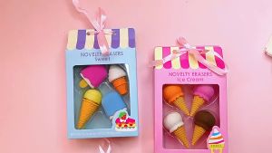 4PCS Novelty Erasers: Colorful Cute Erasers For Kids Stationery School Supplies