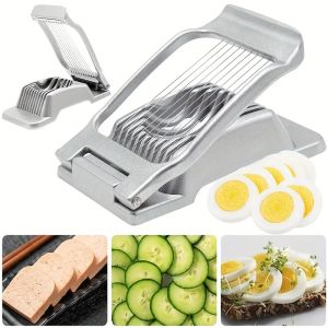 1-Pack 2-in-1 Egg and Strawberry Slicer - Premium Aluminum and Stainless Steel Kitchen Tool for Effortlessly Slicing Soft Fruits and Mushrooms