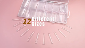 240片盒装多尺寸透明全贴超长完美美甲假指甲贴片 240Pcs Super Extra Long Transparent Full Stick Manicure Fake Nail Tip