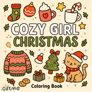 Cozy Girl Christmas Coloring Book for Adults Cute Cozy Daily Activities Drawing Book Perfect Gift for Party and Birthday