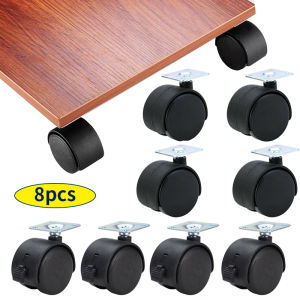 8pcs Wheels Brake Wheel Swivel Wheel Black Furniture Wheel Universal Caster Used for Tables Shelves Etc