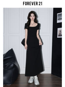 Elegant Casual U-Neck Short Sleeve Wrap Waist A-Line Long Dress Hepburn Style Little Black Dress Womens Spring Summer Dress