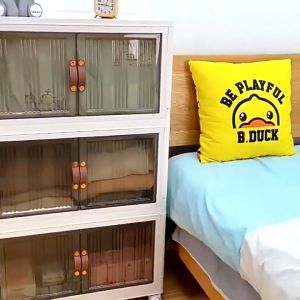 IMUTO Foldable Storage Cabinet storage rack with wheel Lockable Doors organizers storage cabinet space savers