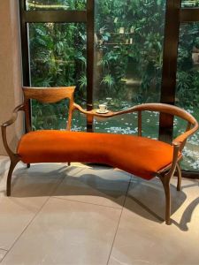 North America Black Walnut Double Person Leisure Lover Chair Solid Wood Designer Cheongsam Sofa Chair Beauty Couchette