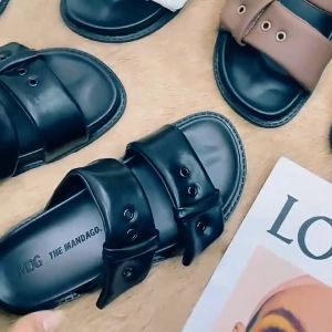 Atikota รองเท้าแตะส้นหนานุ่มสบายย้อนยุครอบจมูกสตรีแฟชั่นชายหาด