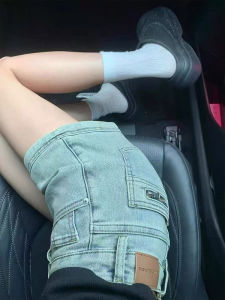 QIANCHANGNAAI | Vintage High Waist Slim Fit Denim Shorts