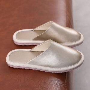 Genuine Leather Slippers for Men And Women Luxury Semi-Closed Head Design Indoor Full Cowhide High-End Bedroom Anti-Slip Floor Slippers