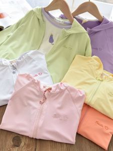 Girls Ice Silk Sun Protection Outerwear Summer New Style Versatile Top Baby Korean Version Skin Clothes Long Sleeve Commute