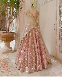 [PRE-ORDER] Semistitched Embroidered Sequence Work Lengha ( Delivery 10 Days )