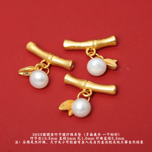 925 Bạc Nguyên Chất Đính Vàng Tre Cong Đính Lá Ngọc Bích Tự Nhiên Vòng Tay Ngọc Trai Tự Làm Dây Thừng Dệt Tay Phụ Kiện