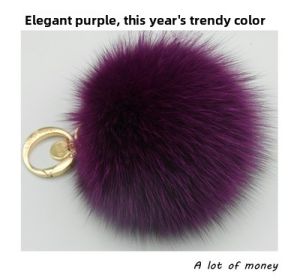 Qian Duoduo 13cm Super Large Fox Furry Ball Bag Charm Car Keychain Cute Creative Plush Bookbag Hanging Ornament For Women