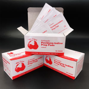 Iodine disinfectant wet wipes first aid supplies or for cleaning and disinfecting wounds and abrasions when traveling