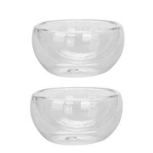 ชุดถ้วยชาแก้ว2/6ชิ้นแบบสองชั้นอุปกรณ์ดื่มน้ำใสแก้วกาแฟนมน้ำอเนกประสงค์สำหรับเครื่องมือทำครัวถ้วยชา Brewings