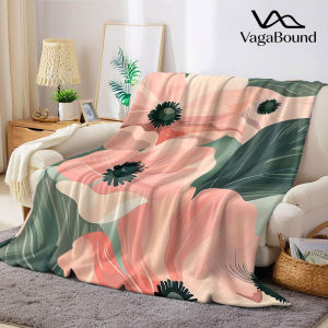 pink anemone flower Flannel Blanket Warm Soft Halloween Christmas Decorative Couch Warm Cozy All-Season Gift