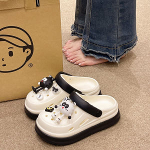 รองเท้าแตะส้นสูงแบบสวมหัวลายการ์ตูนน่ารักสำหรับผู้หญิงในช่วงฤดูร้อนปี 2025 รองเท้าแตะแบบสวมหัวกันลื่นกันน้ำแบบสวมหัวสำหรับใส่ไปชายหาด
