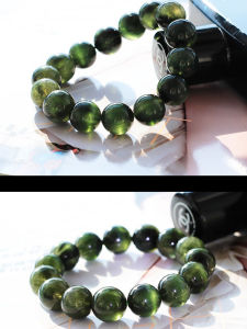 Natural Green Hair Crystal Bracelet Cat Eye Old Mine Full Hair Smooth Green Crystal Bracelet One Picture One Gift Couple Fashion Jewelry