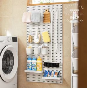 Classy Luxe Peg Board Cleaning Tools Rack Hardware Accessories Vacuum Cleaner Accessories Storage Rack Punch-Free Wall-Hanging Wall Storage Rack