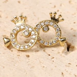 ต่างหูผู้หญิงทอง 18K ต่างหูของขวัญคู่ต่างหูปลาวาฬทองคำ 444e