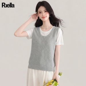 puella | Colorblock Pseudo Two-piece Sleeveless T-shirt