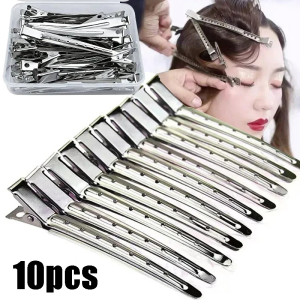10pcs Metal Duckbill Clip Crocodile Curly Hairpin Barrettes Duckbill Design for Various Styles Stainless Steel Hair Styling Clips