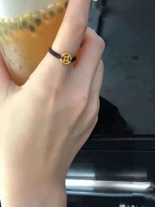 Titanium Steel Simple Woven Ring New Year Coin Design Adjustable Ring for Students Couples Best Friends Fashionable Jewelry