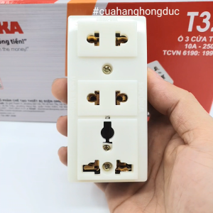 Ổ Cắm Điện 3 Lỗ Gắn Táp Lô Gắn Tường T32 SOPOKA