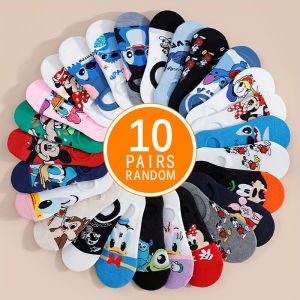 Disney | 10 Pairs of Novel and Interesting Cartoon Womens Short Socks for Summer Lightweight and Breathable All Season Ankle Socks