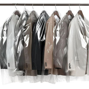 100pcs Transparent Clothes Dustproof Bag / Diaposable Garment Storage Protector / Thickened Waterproof Hanging Dust Cover