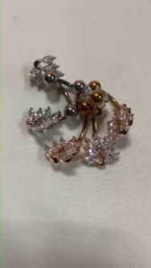 จิวสะดือ หงส์ พลอย คริสตัล รูปหงส์ ประดับคริสตัล สไตล์แฟชั่น จิวสแตนเลส จิวเจาะสะดือ