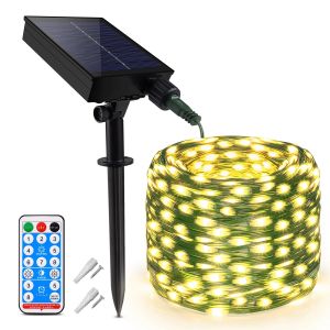 100M Tấm Pin Năng Lượng Mặt Trời Lớn LED Dây Đèn Ngoài Trời Sạc Nhanh 8 Chế Độ Chống Thấm Nước Cho Giáng Sinh Tiệc Cưới Trang Trí Sân Vườn