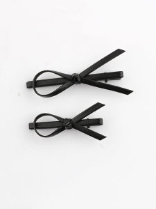 Adult Black Leather Butterfly Knot Hair Clip Girl Side PU Forehead Duckbill Clip Hair Accessories Elegant Tailored Design