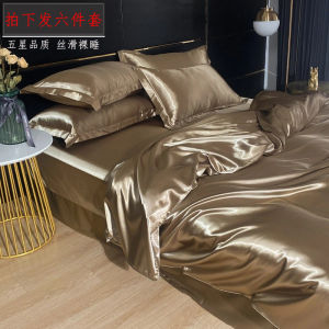 Silk Four-Piece Set Fitted Sheet European-Style Bare Sleeping Mulberry Silk Quilt Cover Ice Silk Bed Sheets Silk Bedspread Quilt Single Bedding