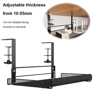 【Homelements】Under Table Cable Management Rack Heavy Duty Wire Management Tray Adjustable Under Desk Cord Organizer for Home Office
