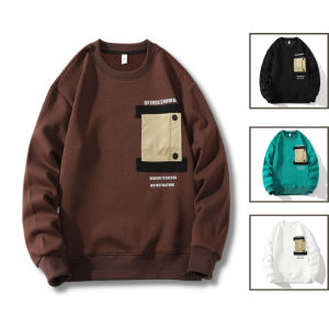 Áo Sweater Nỉ Nam Form Rộng Cổ Tròn Bo Gấu Phối Họa Tiết Túi Ngực Thời Trang Menkind TOP NAM 240V1