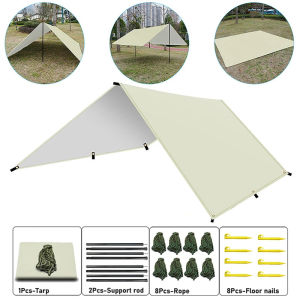 Waterproof Camping Sunshade Portable Tent Tarpaulin UV-Protective Sunshade Multi-Functional Outdoor Camping Gear - Beige