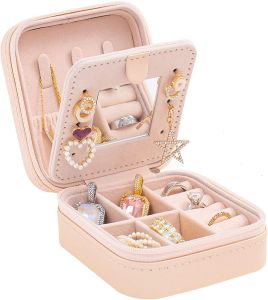 Travel Jewelry Case Travel Jewelry Box Travel Jewelry Organizer Small Box Gift for Girls Women with Mirror