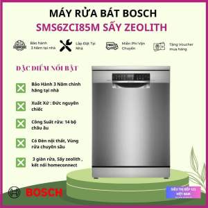 MÁY RỬA BÁT BOSCH SMS6ZCI85M ĐỘC LẬP SERIE 6 14 BỘ SẤY ZEOLITH HOME CONNECT NHẬP KHẨU ĐỨC